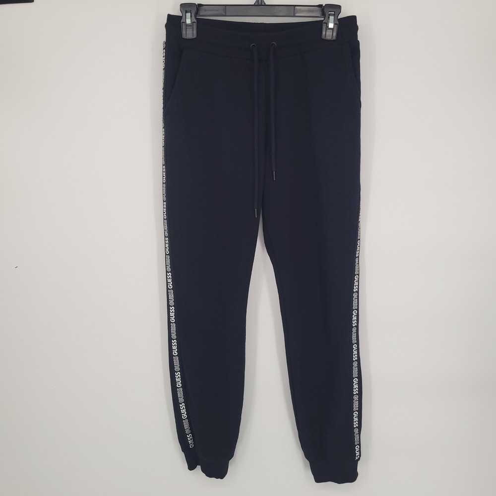 Guess Black Jogger Sweatpants Logo Tape Side Stripe Women's‎ Size S